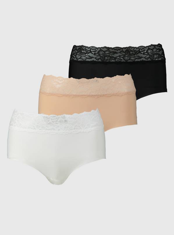 Assorted Lace Trim No VPL Full Knickers 3 Pack - 6